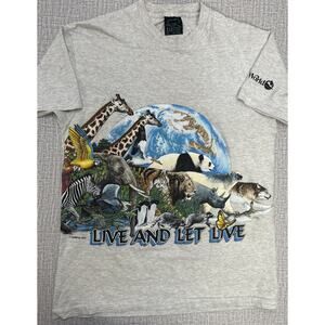 Vtg Habitat Single Stitch Wraparound T Shirt M Seaworld Animals World Graphic